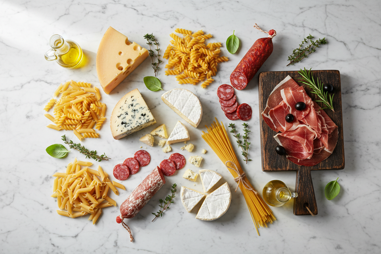 сир, хамон, макарони, ковбаси з Європи